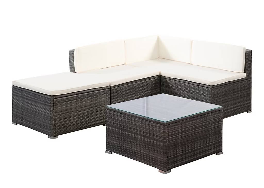 Rattanlounge CAPRI grau/beige