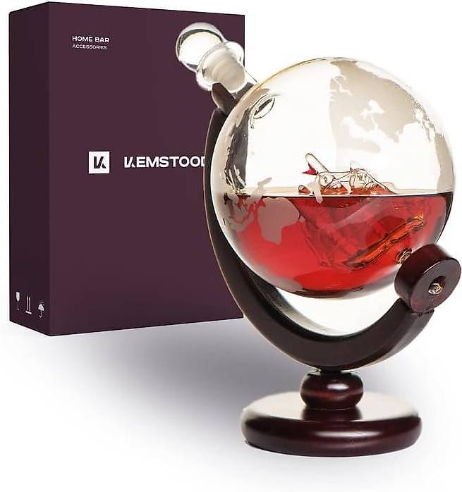 Edle Whisky Karaffe mit 850 ml und Holzständer