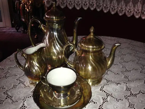 Kaffeeservice Katharina Porzellan versilbert