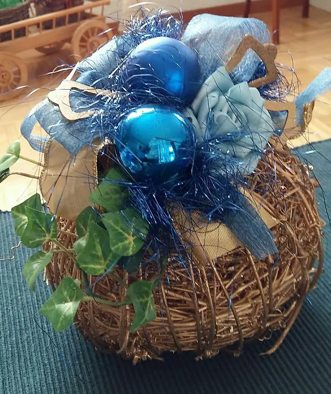 Tischdekoration in Blau Weihnachten Handarbeit