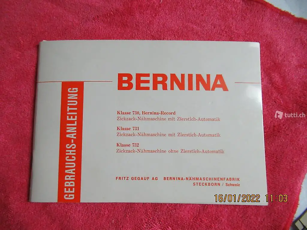 gebrauchs-anleitung, zur bernina nähmaschine