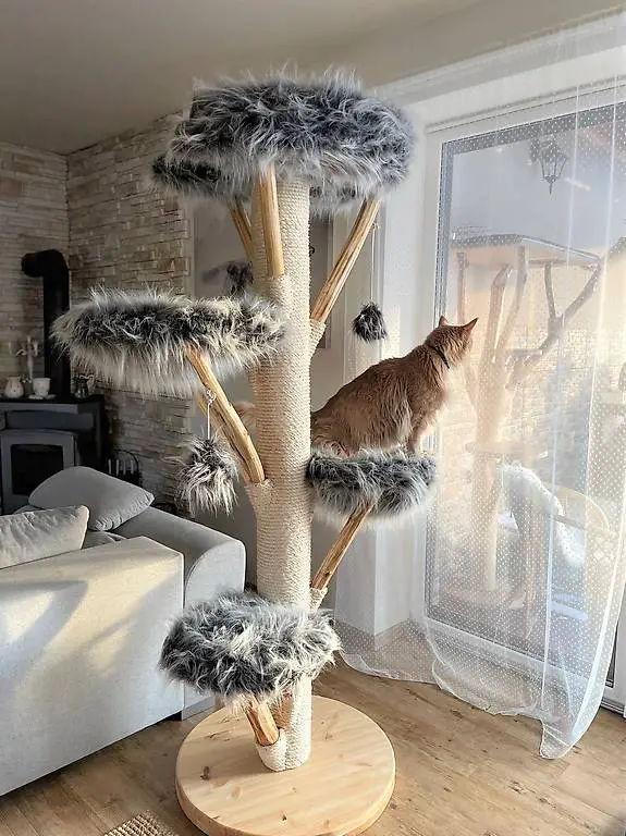 massiver katzenbaum naturholz handwerk unikat neu