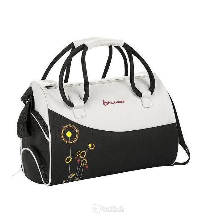 Badabulle Wickeltasche Blumen (Schwarz / Grau)