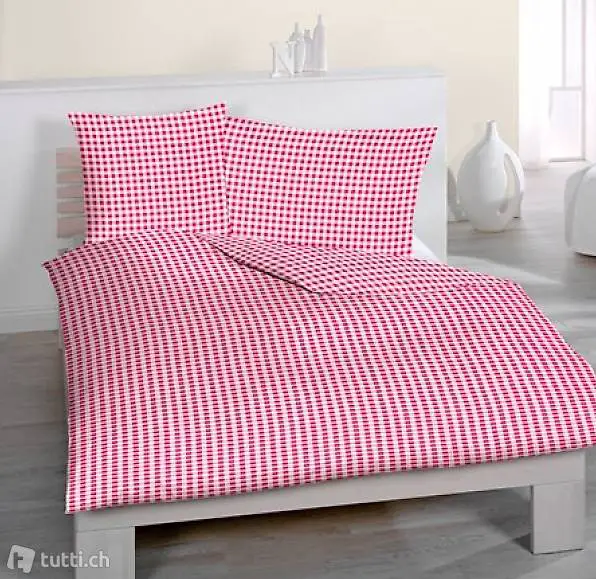  Seersucker Bettwäsche Kölsch rot, 160x210+65x100cm