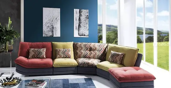  DESIGN STOFF ECKSOFA L-FORM SOFA COUCH DESIGN POLSTER TEXTIL