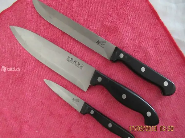  Küchenmesser, 3 Stücke, Tranchiermesser, Spitzmesser, und