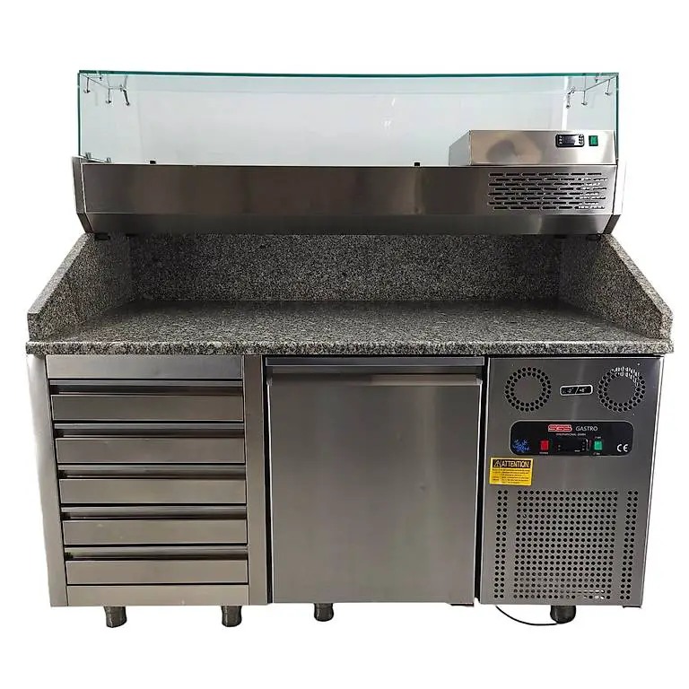 Pizzakühltisch inkl. Kühlaufsatzvitrine 6x GN 1/3