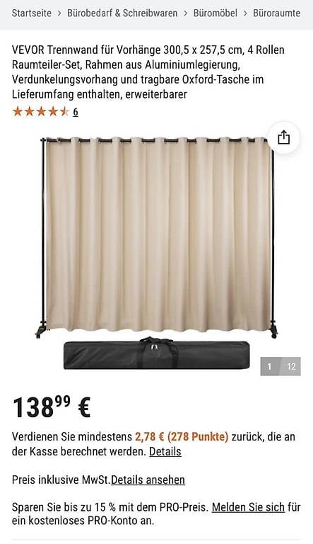 Trennwand Gardinenstange