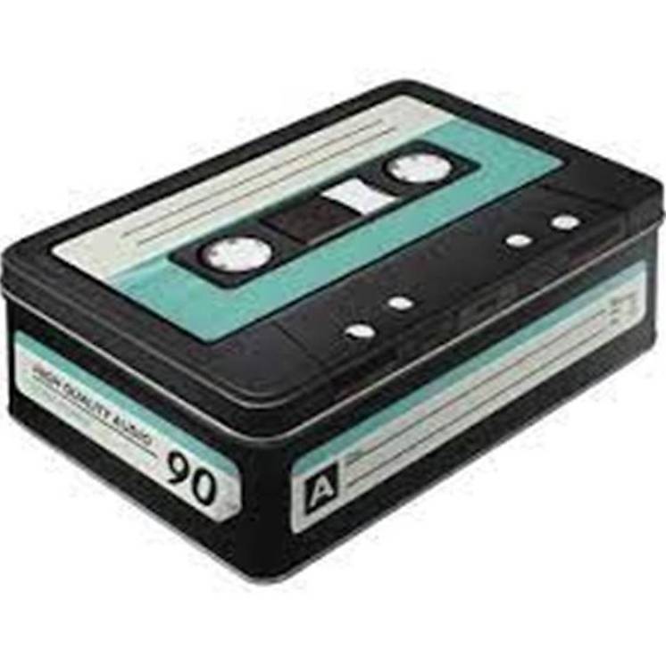 Blech-Vorratsdose-RETRO CASSETTE flach