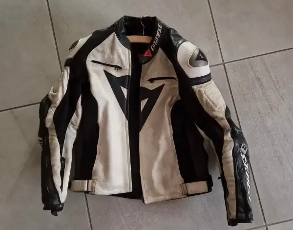Dainese Motorrad Jacke Leather White & Black Grösse 50