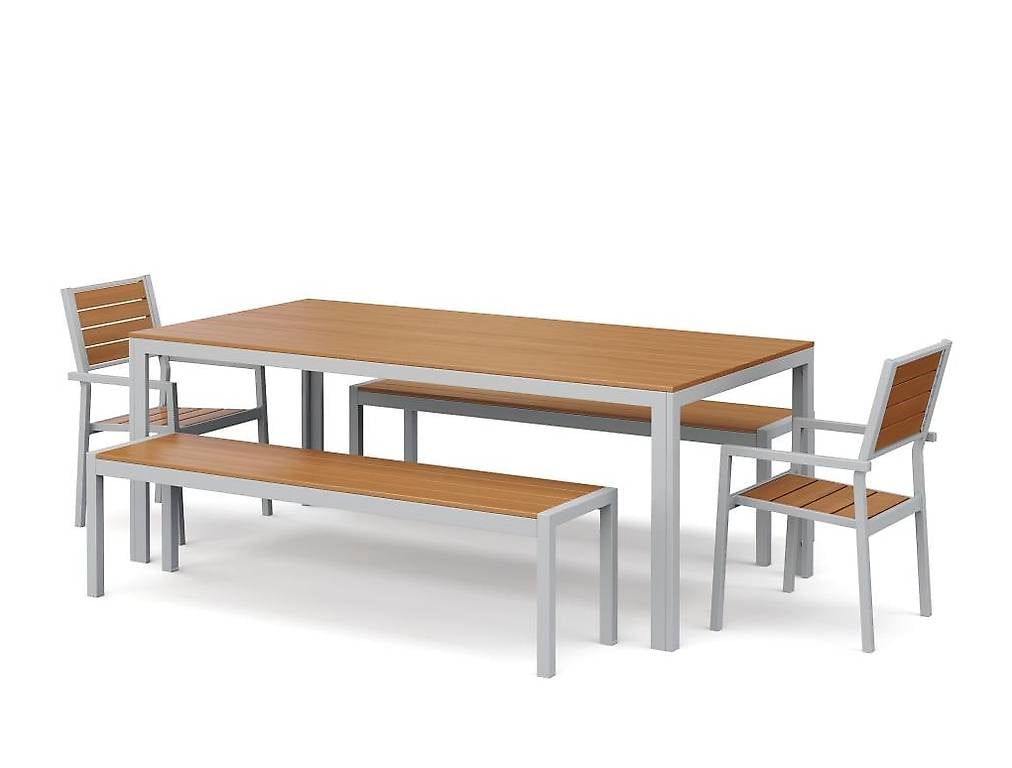 Gartenmöbel Tisch 200 cm + 2 Stühle + 2 Bän