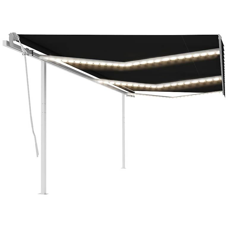 Markise Manuell Einziehbar mit LED 6x3 m Anthrazit