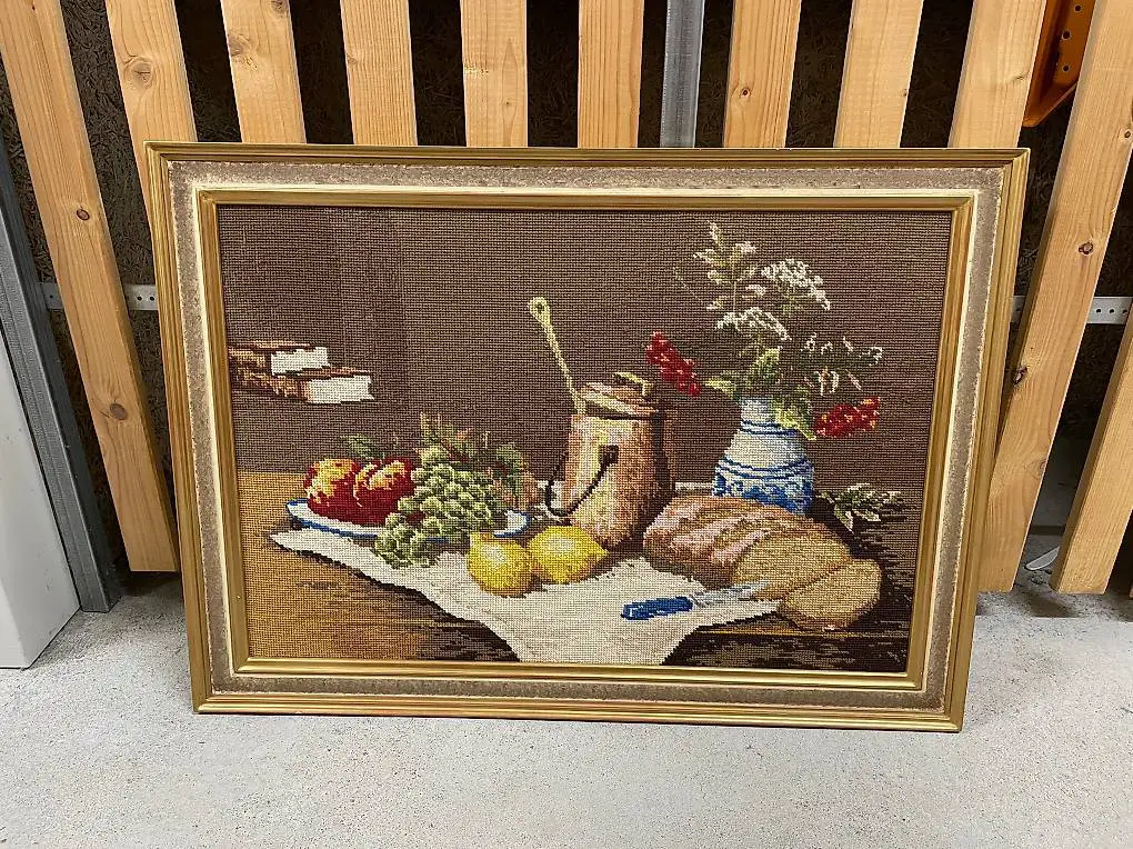 Gobelin Bild handstickerei Holz Bilderrahmen