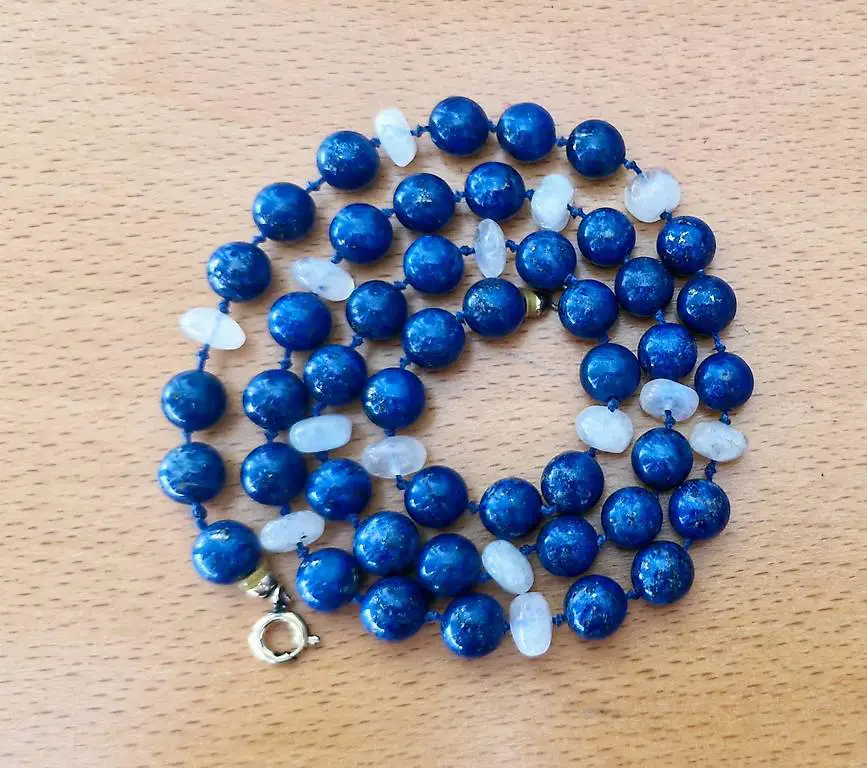 Lapis Lazuli & Mondstein Edelstein Halskette