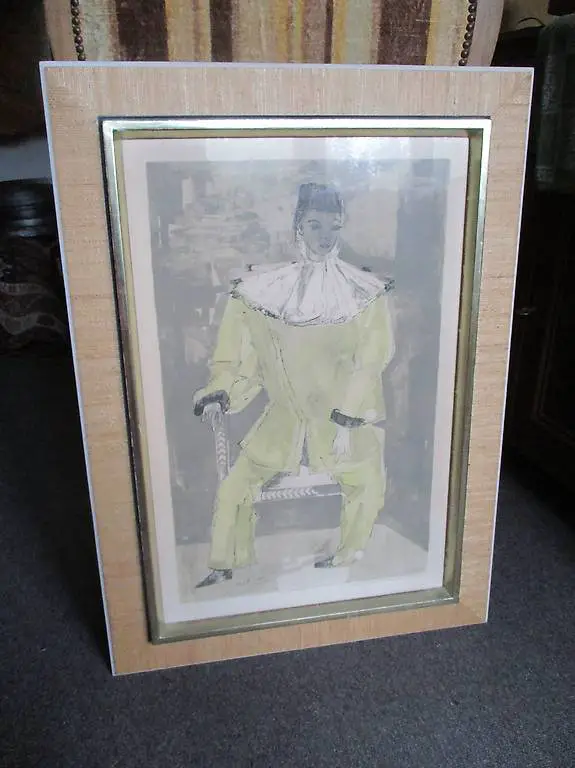 Handsign. Druck Harlekin Marguerite Ammann Fasnacht Basel