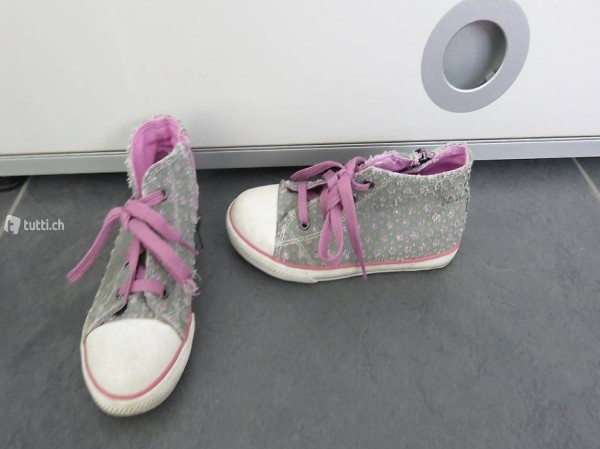 Stoff Schuhe mit Sternen in Silbergrau / viollett Gr. 30