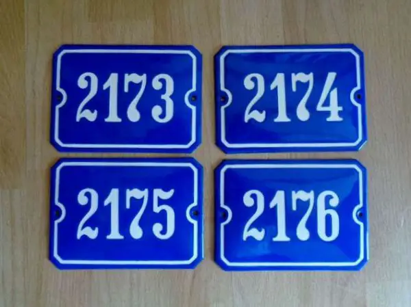 Emaille Hausnummerschilder (4 Stk.)