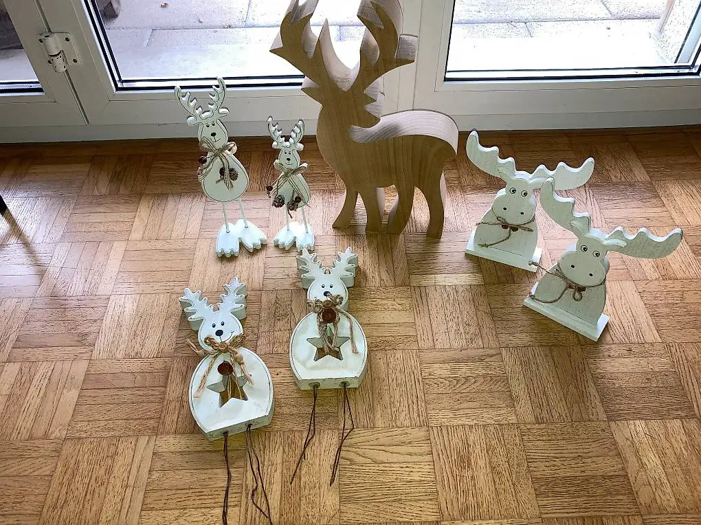 Holz Hirsche Elche Rentiere, Winter-Deko