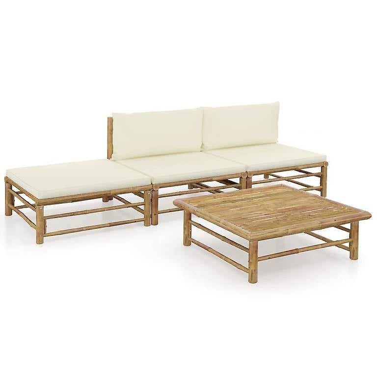 Neu4-tlg. Garten-Lounge-Set mit Cremeweissen Kis