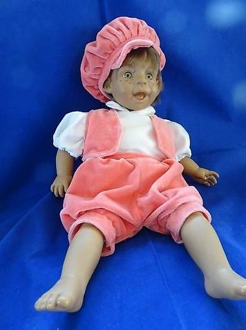 Künstler-Puppe 40cm, D"ANTON JOS SPAIN. Pink Kleid