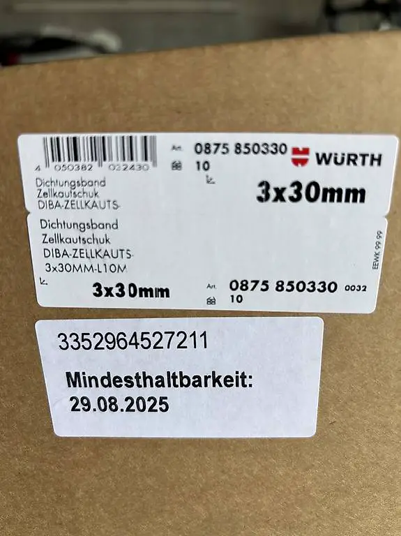 Würth Dichtungsband Zellkautschuk 3x30mm