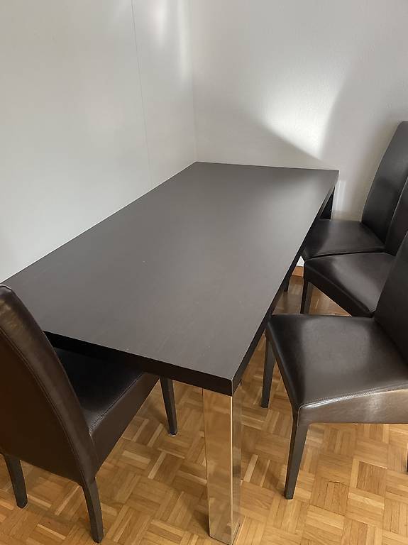 Esstisch mit 6 Stühlen Kunstleder dunkelbraun