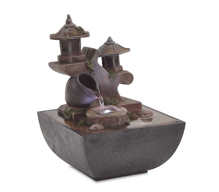 Zimmerbrunnen mit LED Polyresin Häuser