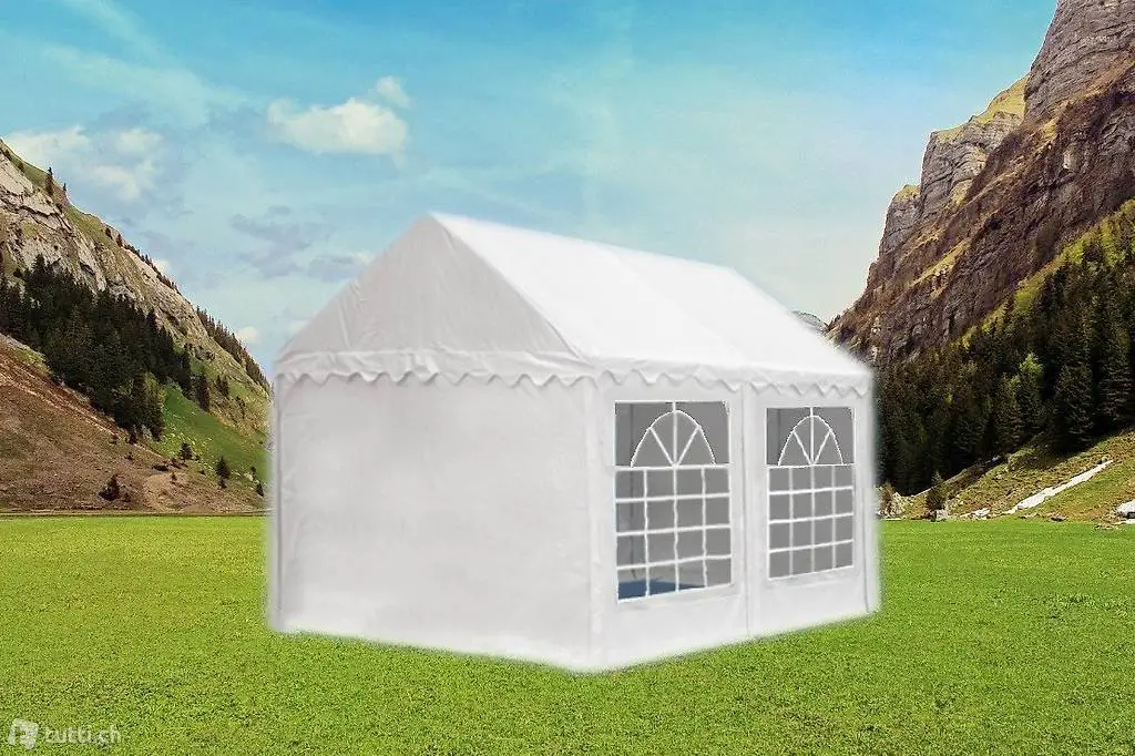  Festzelt / Partyzelt PRO PVC 4 x 4 Meter weiss HEBU-Tent