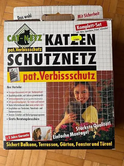 Katzennetz Schutznetz Weiss 8 x 3 Meter / pat. Verbissschutz