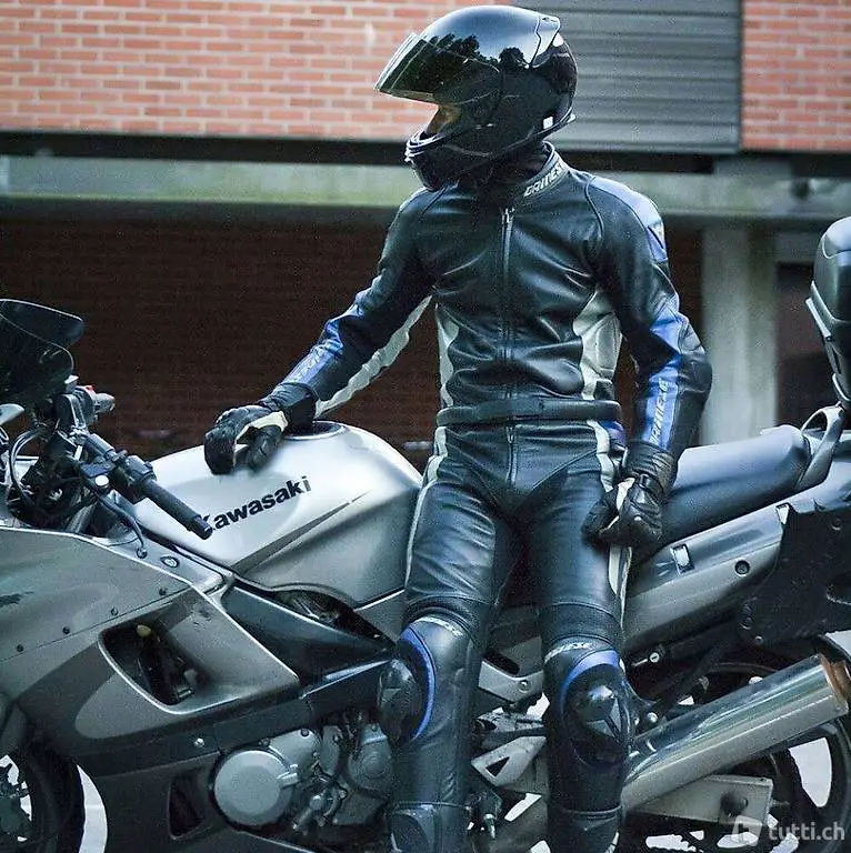 Modernes Lederkombi Dainese schwarz-blau 2tlg Gr. 50