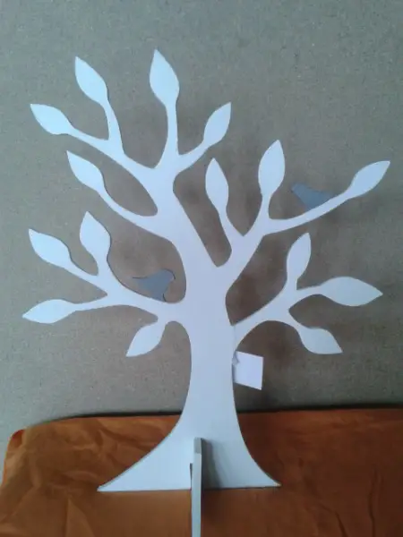 Schmuckhalter hell mit Vögel aus Holz (Handarbeit)