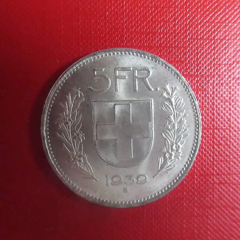 silbermünze 5 fr. 1939 - nie in zirkuation neu aus sammlung