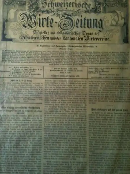 Antike Wirtezeitung von 1910