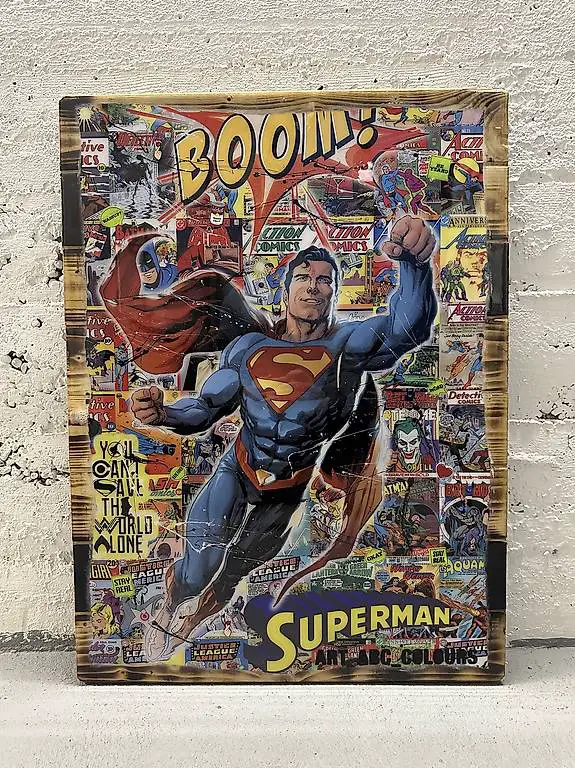 Superman Kunstwerk Art Popart Collage 60x80
