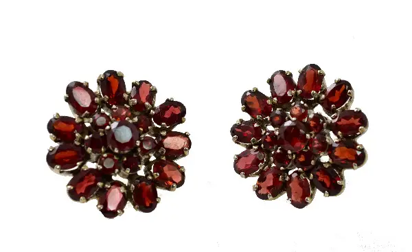 Granat Ohrclips – 925 Silber – Handarbeit aus Idar-Oberstein