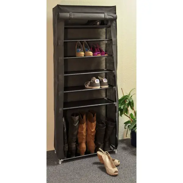  HI Schuhregal mit 7 Ebenen Schwarz