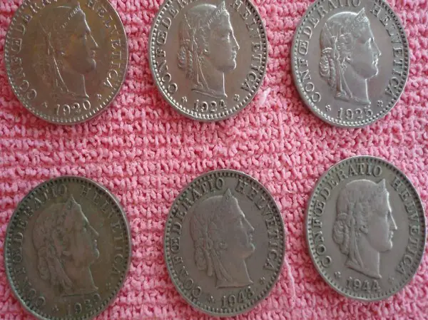  20 Rappen Münzen alt und rar