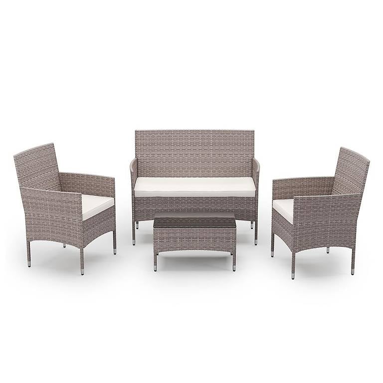 Gartenset Rattan MALIA hellbraun/weiss