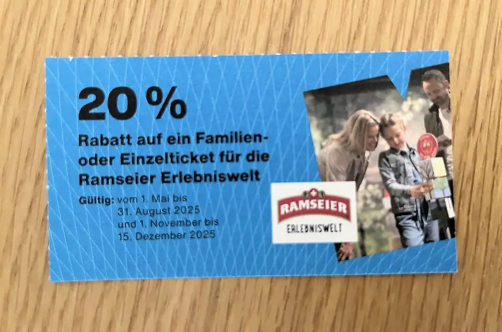20% Ramseier Erlebniswelt Einzelticket oder Familienticket