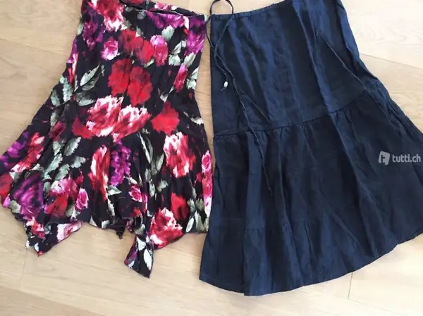 Rosen / schwarze Jupe Gr: 38