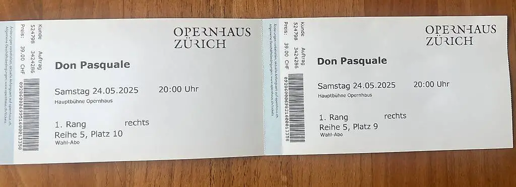 Tickets fürs Opernhaus Don Pasquale