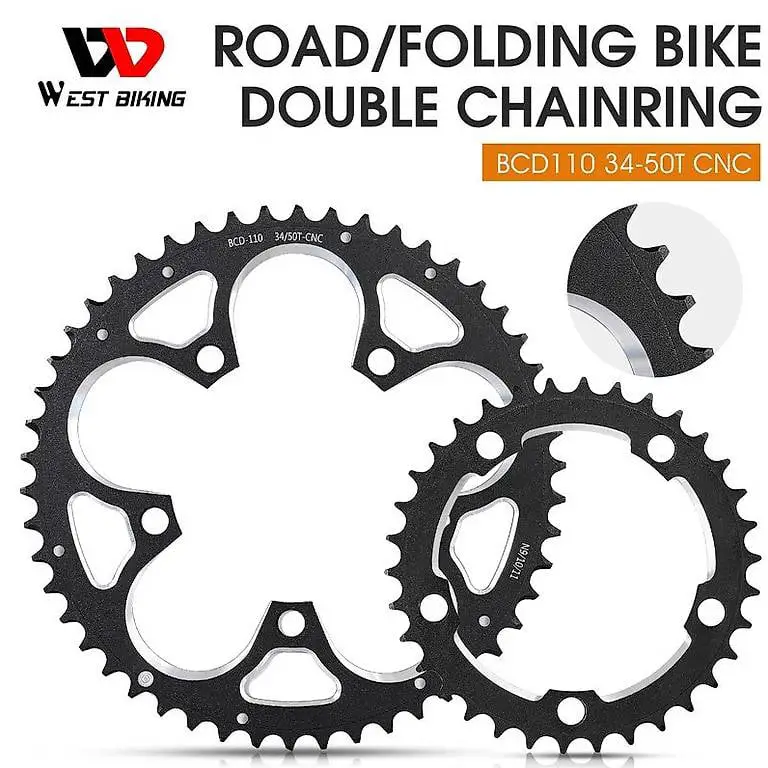 West Biking Rennrad Kettenblatt 34T/50T Kurbel Zahn Platte