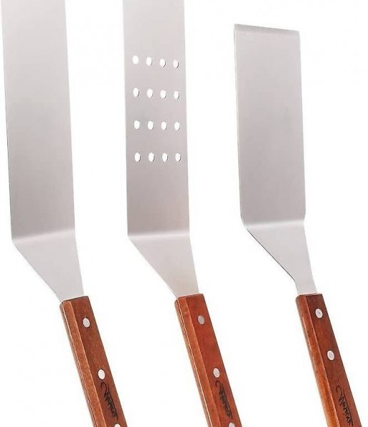  Pfannenwender-Set aus Edelstahl, Koch- und Grillutensilien