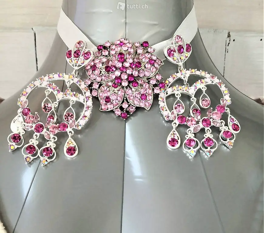 Ohrringe-/ Stecker & Brosche 925er in Pink-Rosatönen APART