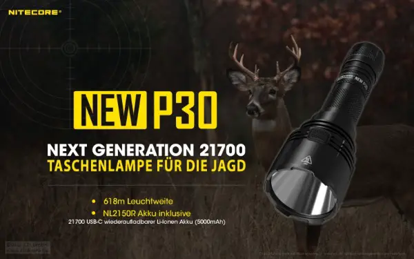 Jagd-Taschenlampe NiteCore New P30, mit Gratisversand