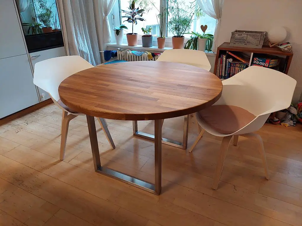 Massivholztisch, Eiche, rund, 120 cm