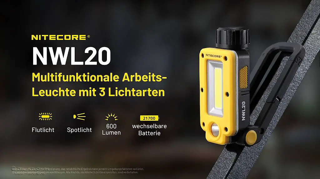 Arbeitsleuchte, 600 Lumen - Nitecore NWL20