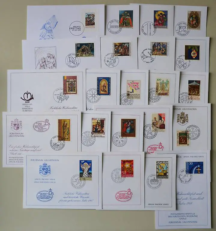 Fürstentum Liechtenstein Neujahrskarten 1984 - 2004