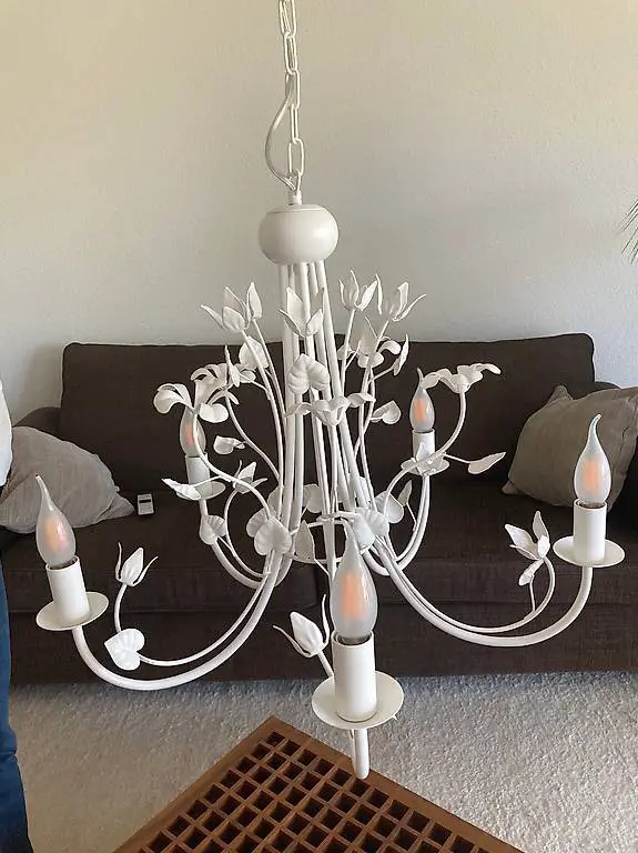 Kronleuchter, weiss, Metal, fünfarmig