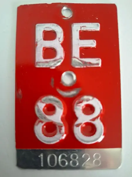 alte BE-Velonummer /BE-Fahrradnummer, BE 88